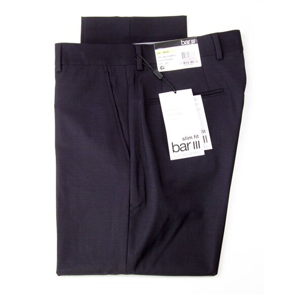 Bar III Mens Slim fit Dress Pants 30Wx30L Burgundy Purple Solid E03351 - Picture 1 of 6